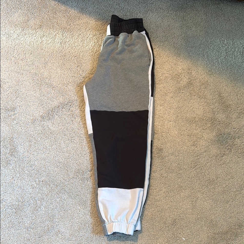 Hollister Gray and Black Track Pants with Color Block Design